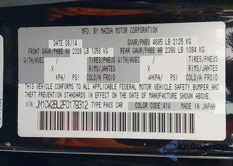 2015 Mazda Mazda5 Sport z USA, uszkodzony, nr VIN JM1CW2BL2F0179312